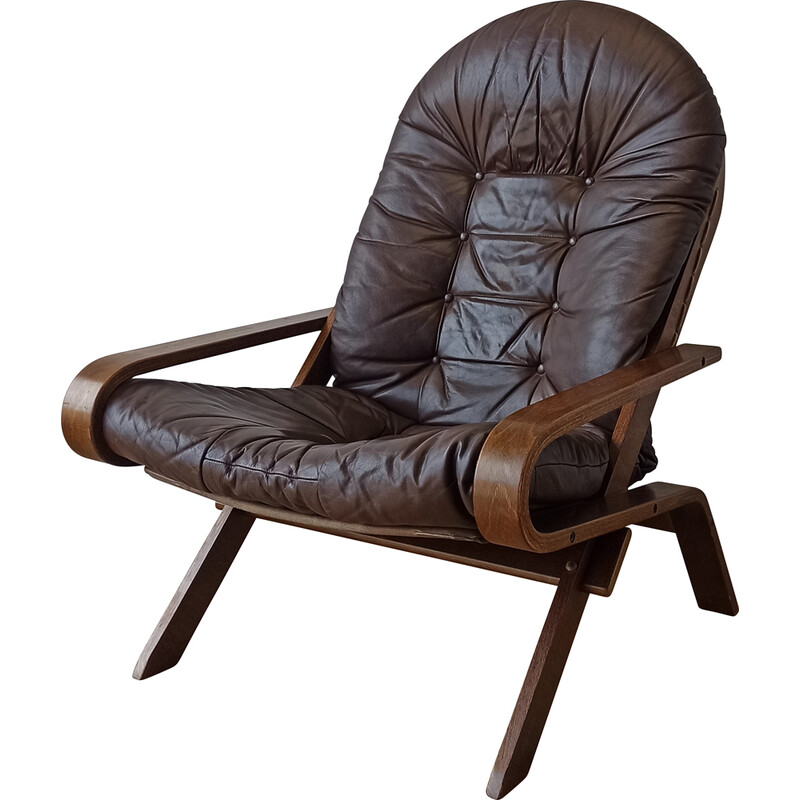 Fauteuil vintage Hunter en cuir, Norvège 1960