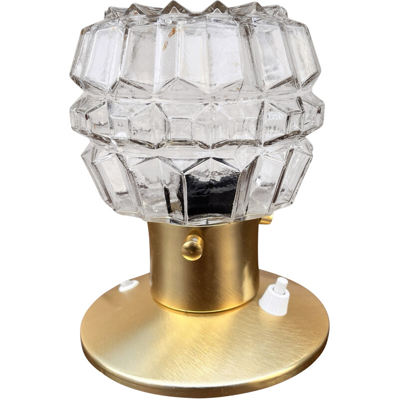 Vintage gold metal and glass bedside lamp by Karl Gärtner Leuchtenbau, Germany 1970