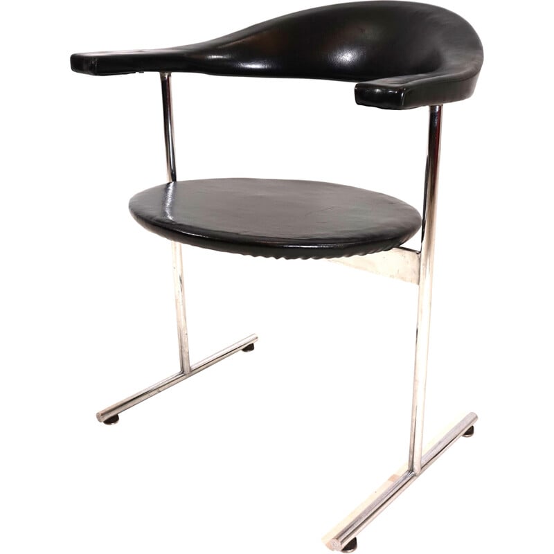 Cadeira de couro Vintage Airport 037 de Geoffrey Harcourt para Kaufeld