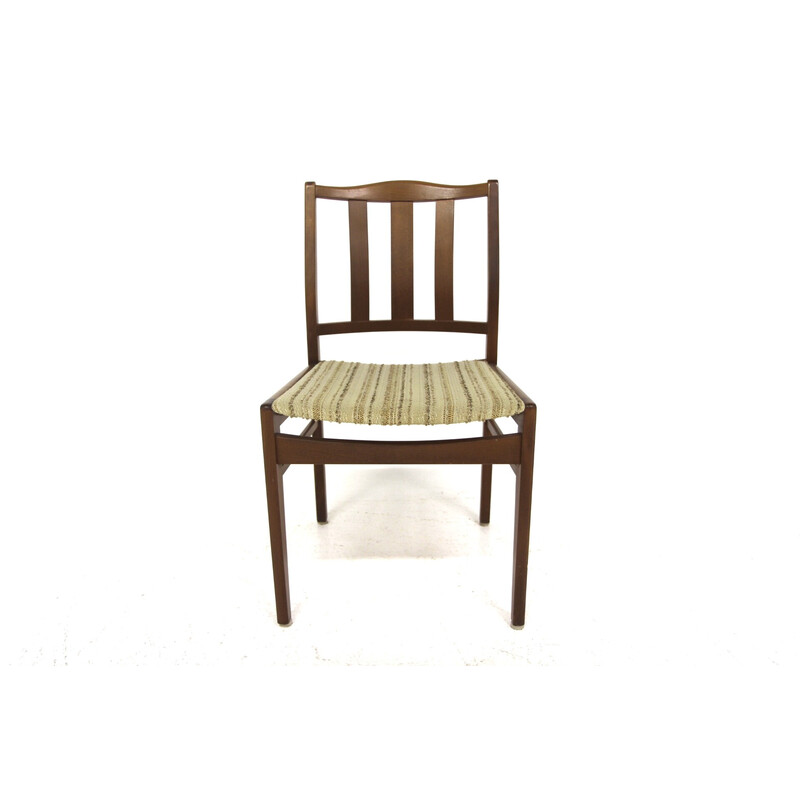 Conjunto de 4 cadeiras vintage em faia e tecido, Suécia 1960