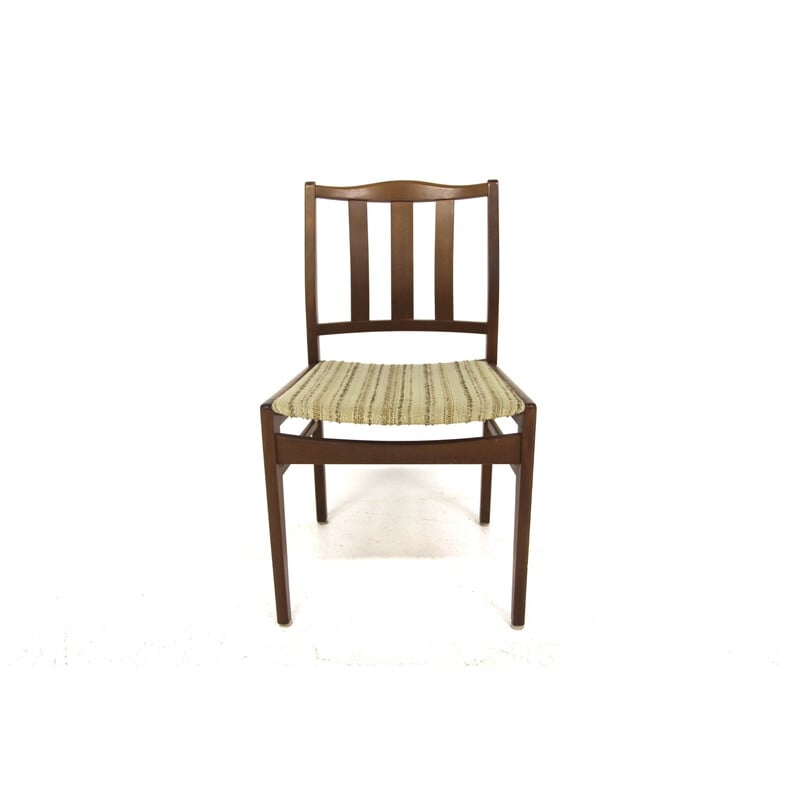 Juego de 4 sillas vintage de haya y tela, Suecia 1960