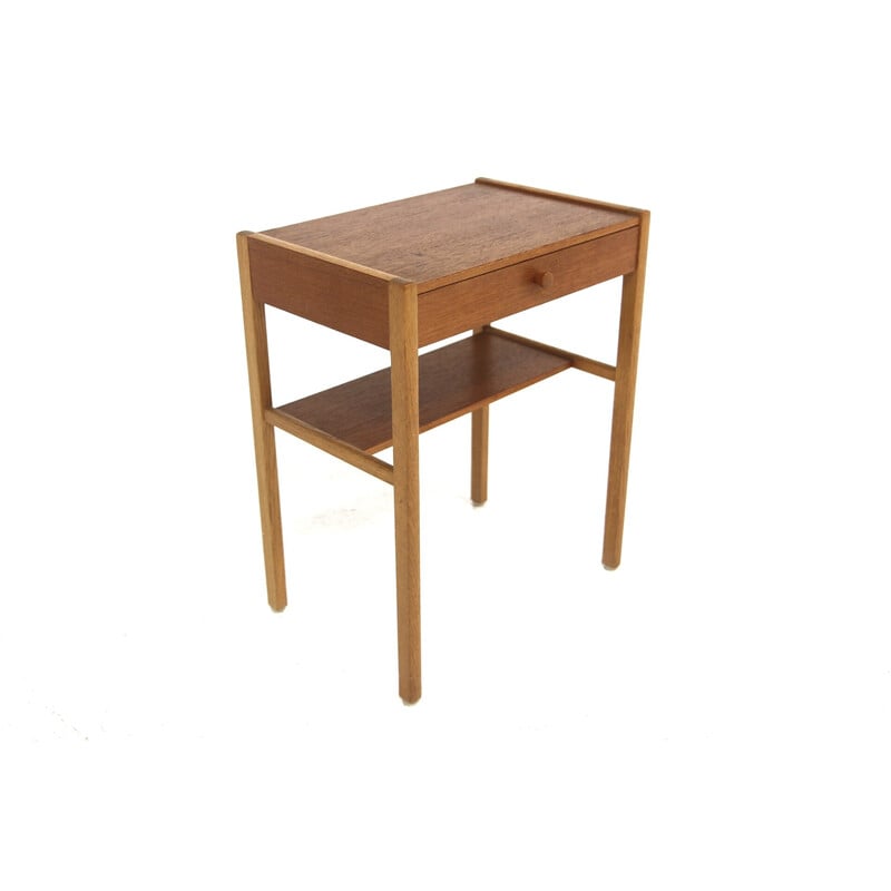 Table de chevet vintage en teck et en chêne, Suède 1960