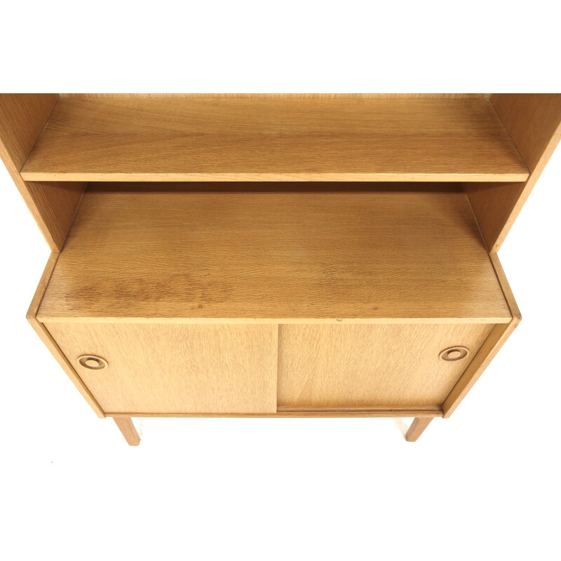 Vintage oak bookcase chest of drawers, Sweden 1960