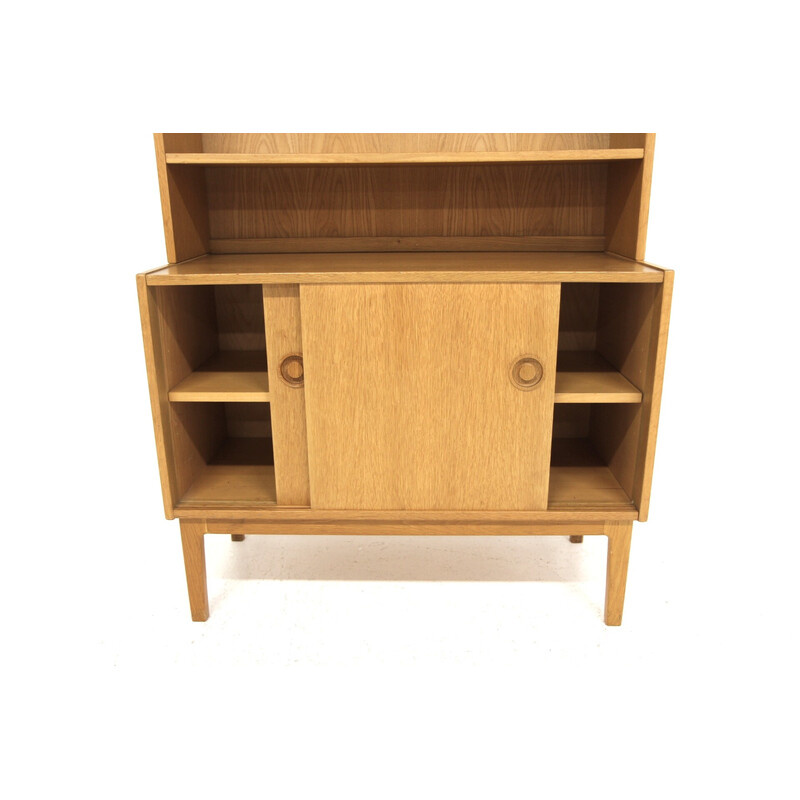 Vintage oak bookcase chest of drawers, Sweden 1960