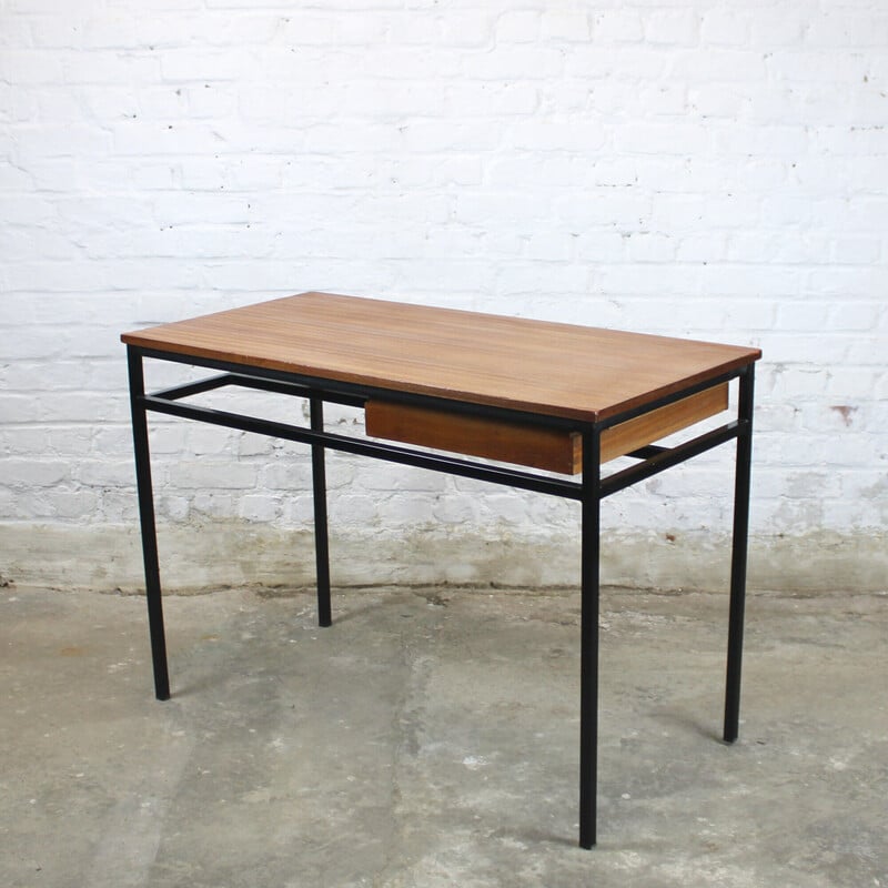 Bureau vintage "William" en métal et placage d'acajou de Pierre Guariche pour Meurop, 1961