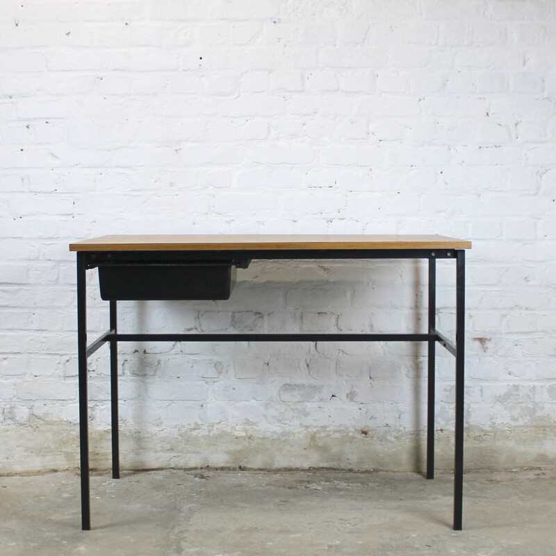 Vintage "Junior 68" desk in black lacquered metal and plastic by Pierre Guariche for Meurop, 1968