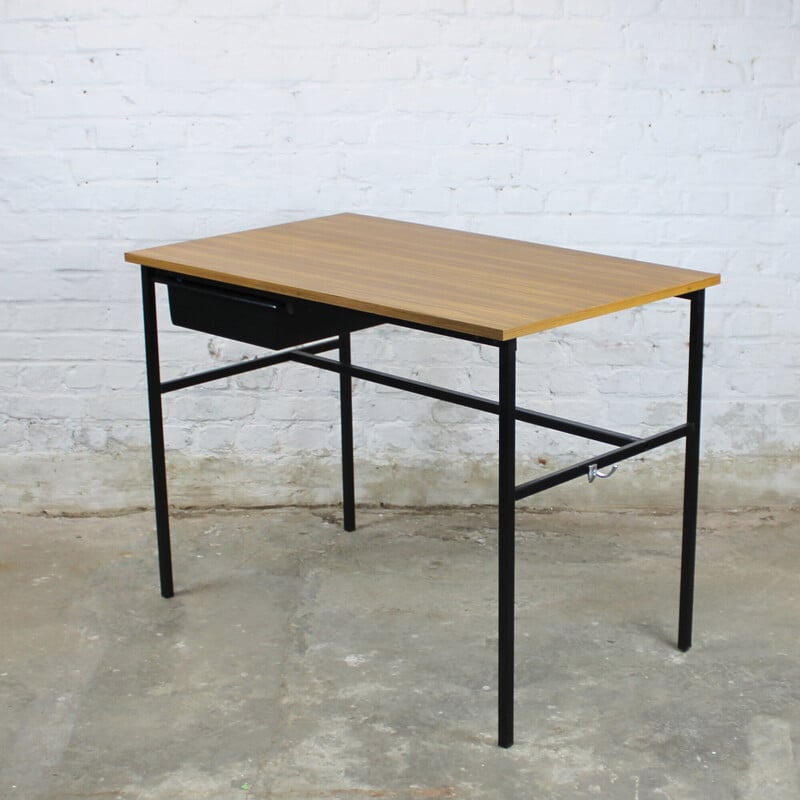 Bureau vintage  "Junior 68" en métal laqué noir et plastique par Pierre Guariche pour Meurop, 1968