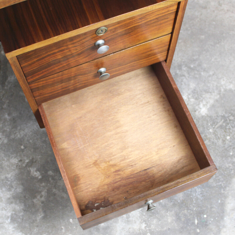 Vintage "Minor" desk in black lacquered metal and wood by Jean Domps for Trefac, 1959