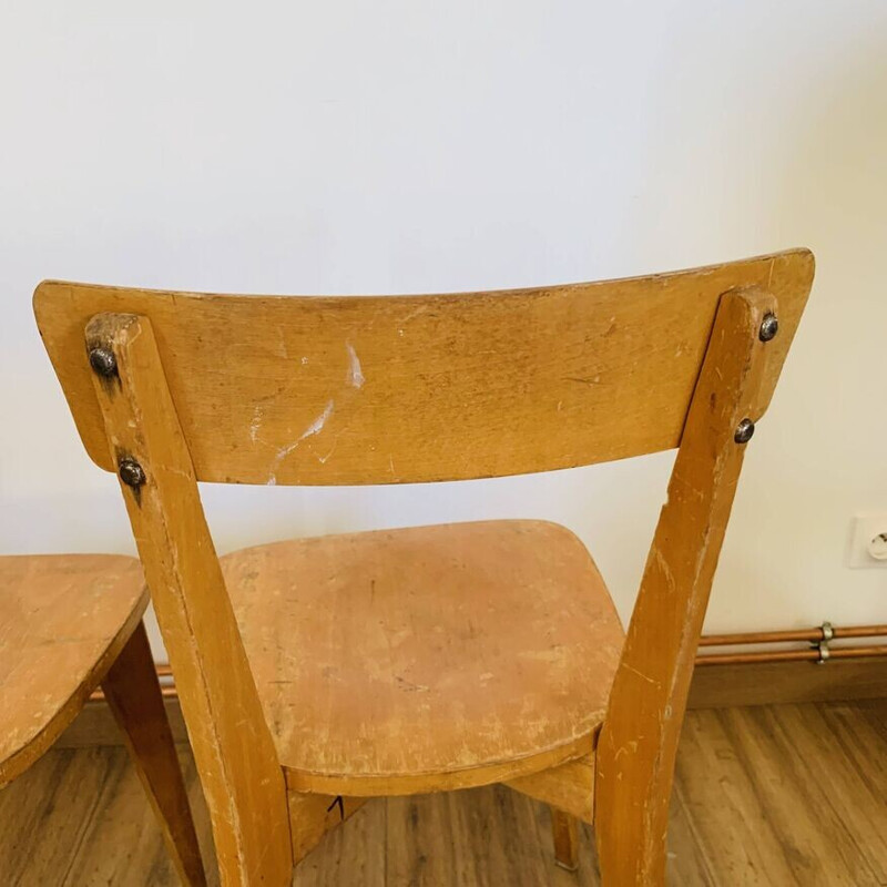 Par de cadeiras de bistrô vintage em faia loura