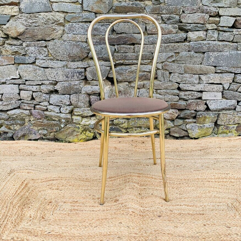 Set of 4 vintage gold metal chairs