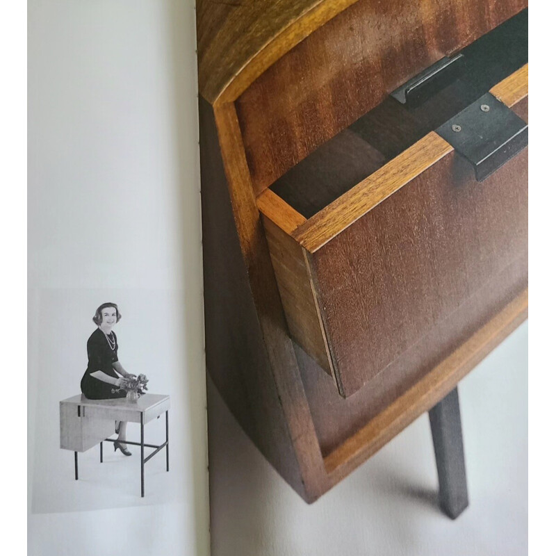 Bureau vintage en placage chêne et acier noir de Jacques Hitier pour Multiplex, 1958