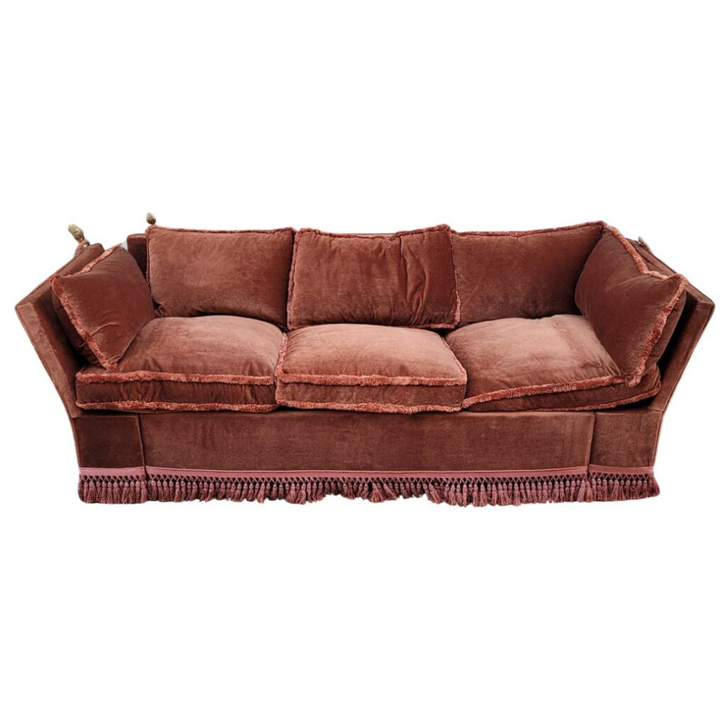 Vintage 3-seater sofa in terracotta-colored velvet, 1970