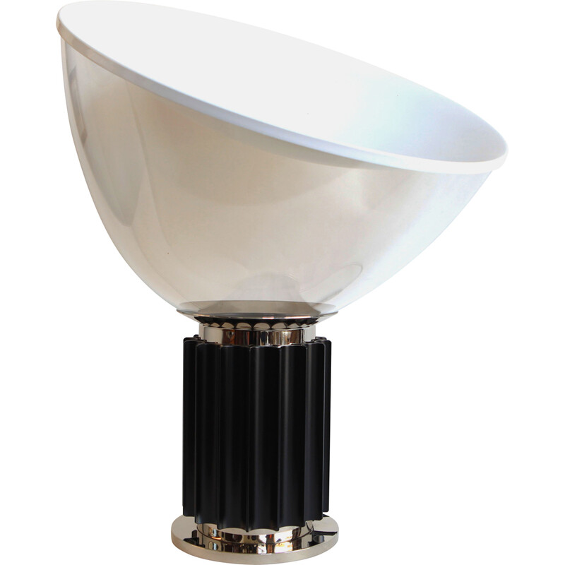 Lampe vintage Taccia en métal nickelé et aluminium par Achille et Pier Giacomo Castiglioni pour Flos