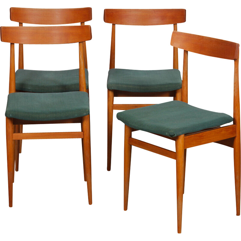 Conjunto de 4 cadeiras de madeira vintage, Checoslováquia 1960