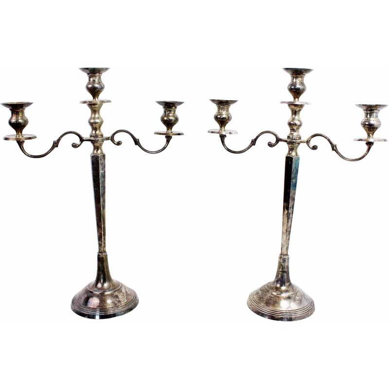 Pair of vintage silver-plated candlesticks, 1970