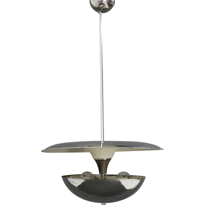 Vintage Bauhaus chandelier in chrome steel for Anyz, Czechoslovakia 1930