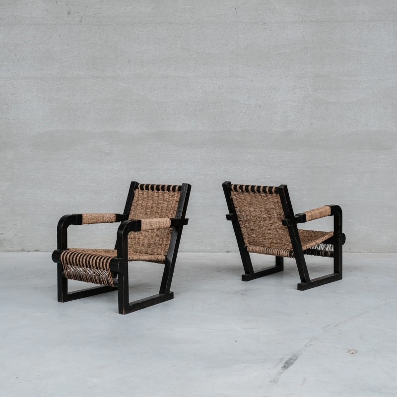 Pair of vintage rope armchairs by Francis Jourdain, France 1930