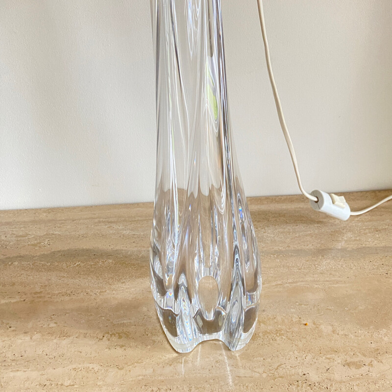 Paire de lampes de table vintage en cristal translucide par Val Saint Lambert, 1950