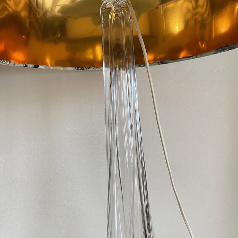Coppia di lampade da tavolo vintage in cristallo traslucido di Val Saint Lambert, 1950