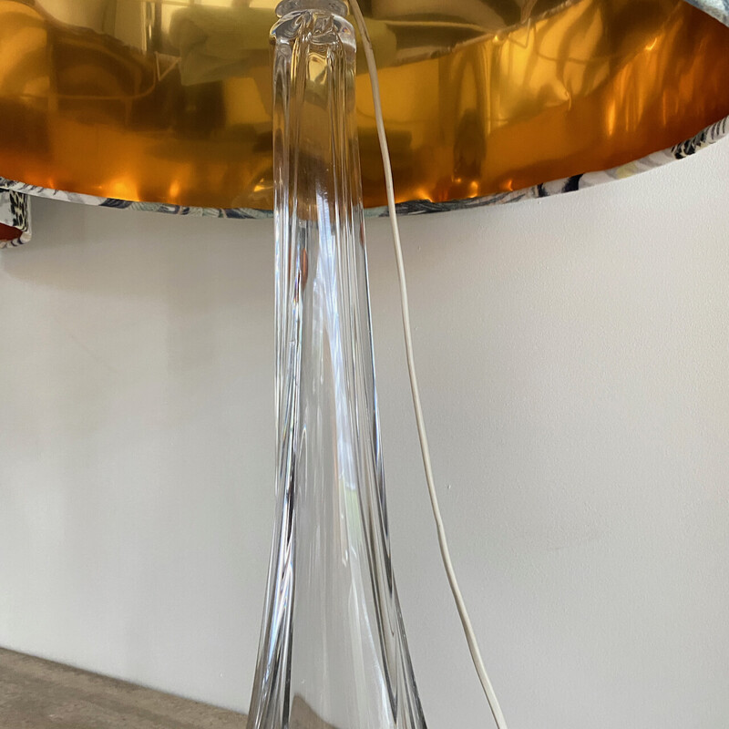 Coppia di lampade da tavolo vintage in cristallo traslucido di Val Saint Lambert, 1950