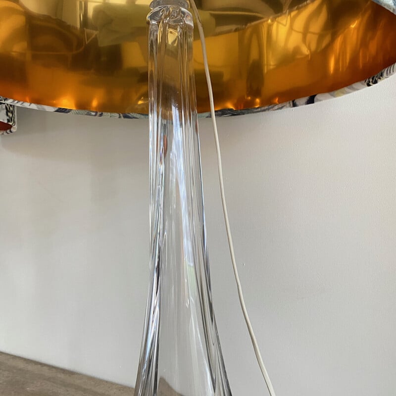 Par de candeeiros de mesa vintage em cristal translúcido de Val Saint Lambert, 1950