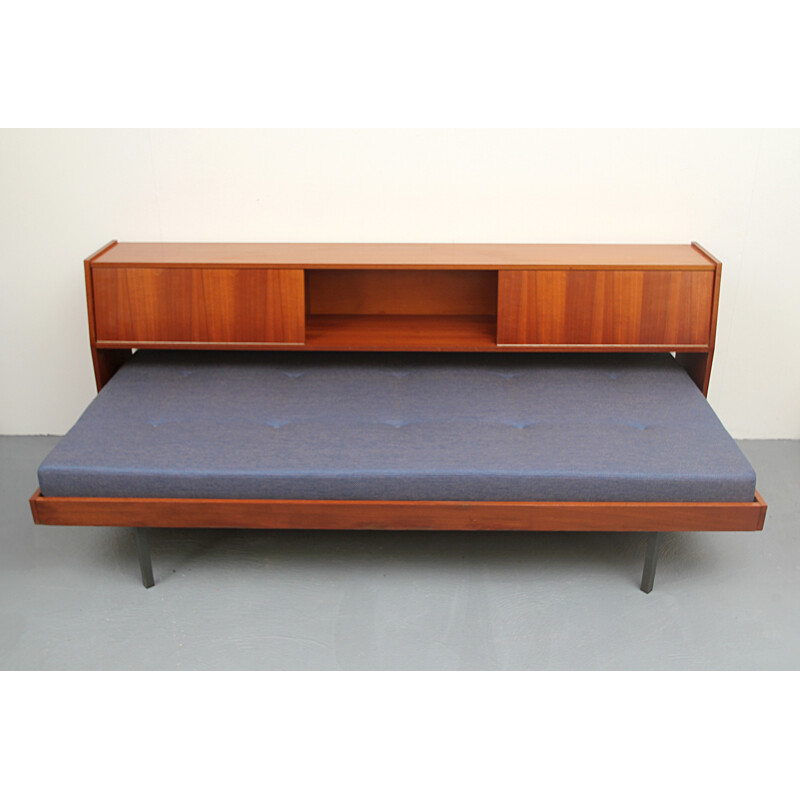 Canapé-lit allemand avec rangement en teck - 1960