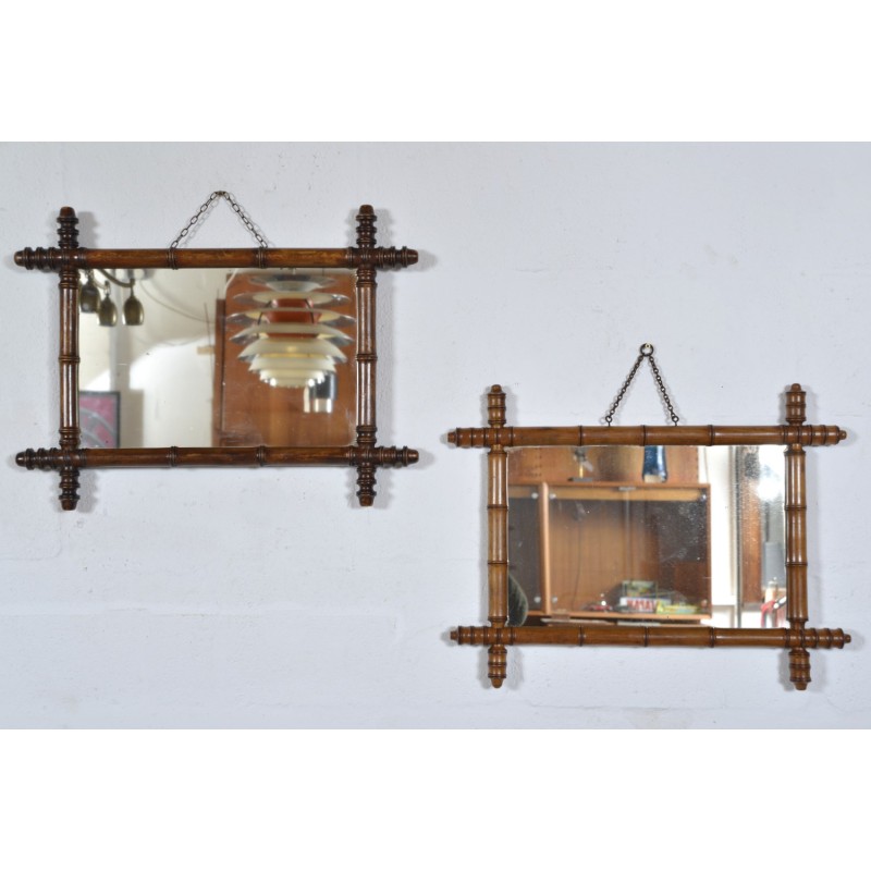 Set of 5 vintage faux bamboo wall mirrors, France