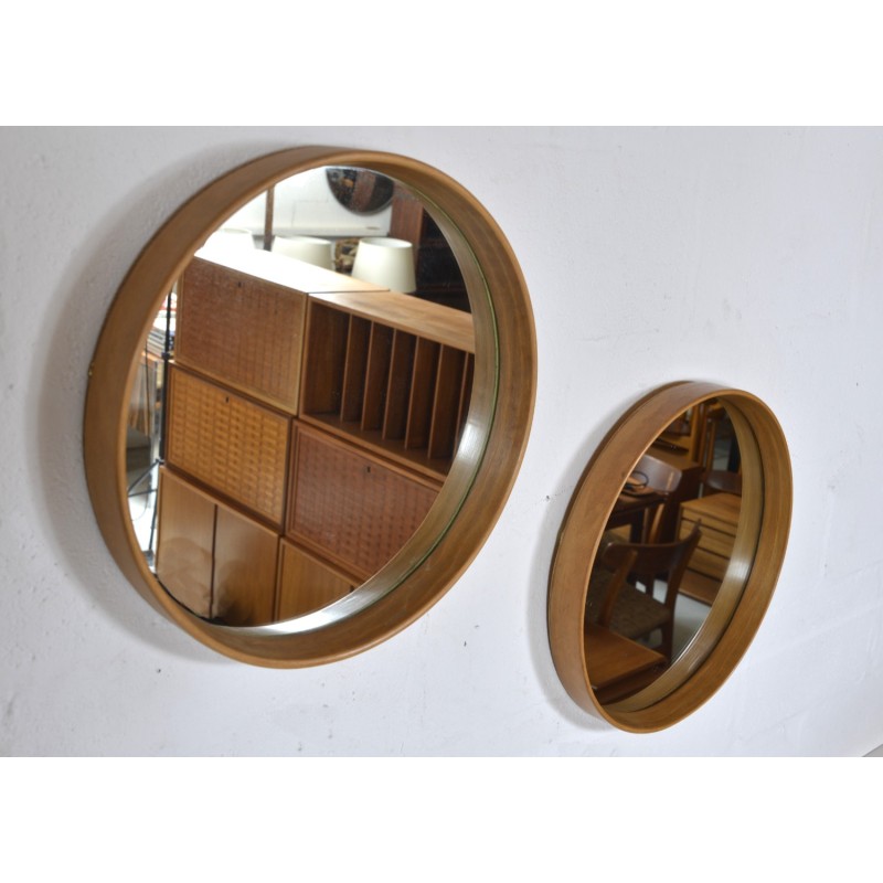 Espejos de pared vintage de madera curvada y haya, Suecia 1960