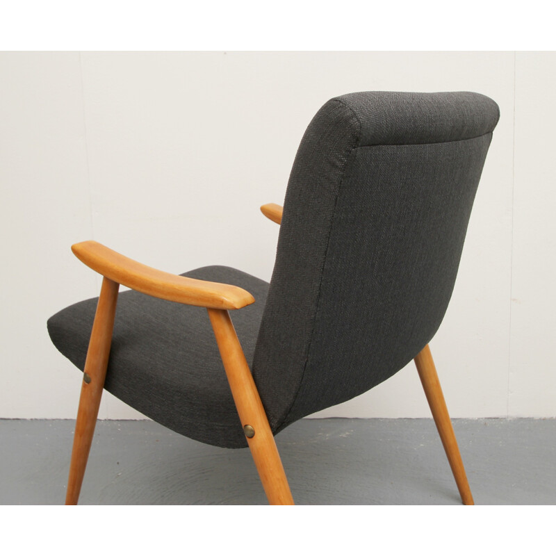 Mid-century beechwood grey armchair - 1950s