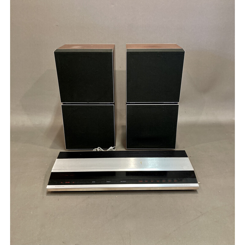 Vintage Beomaster 2400 tuner amp in wood and brushed steel for Bang and Olufsen, 1970