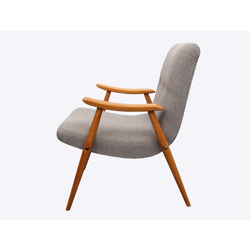Mid-century beechwood grey easy chair - 1950s