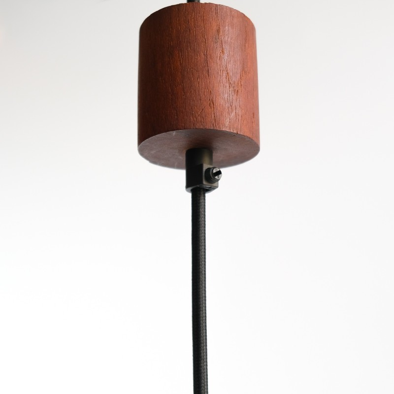 Vintage teak and brass pendant lamp, 1960
