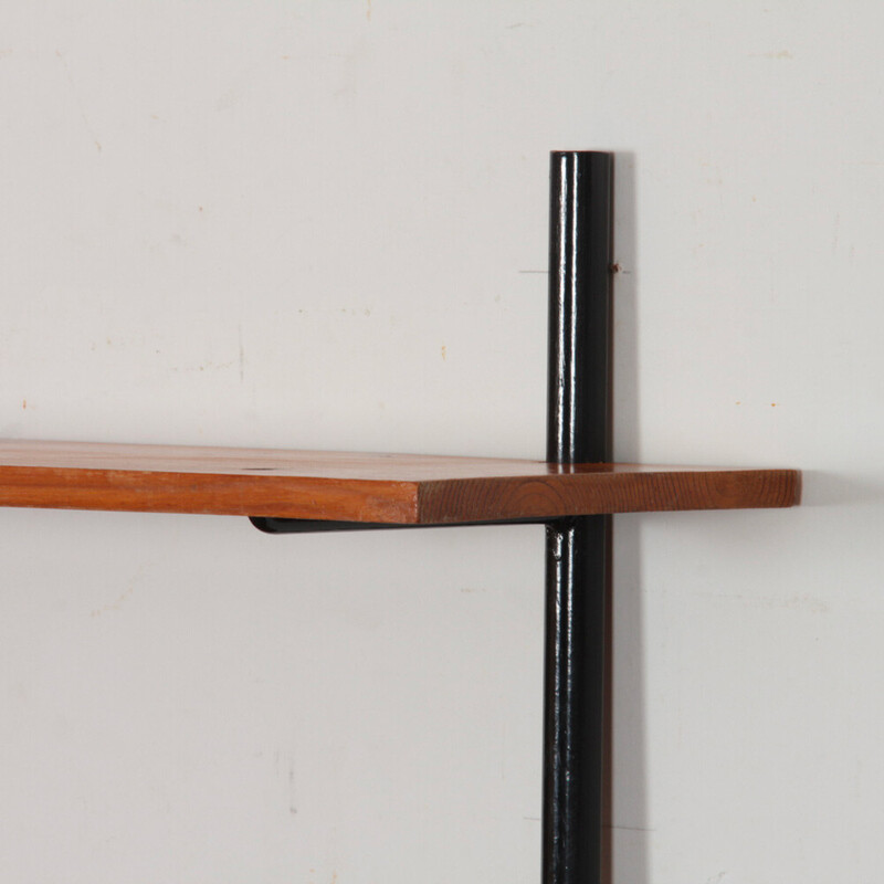 Vintage-Regal aus Holz und Metall mit zwei Ebenen, 1960