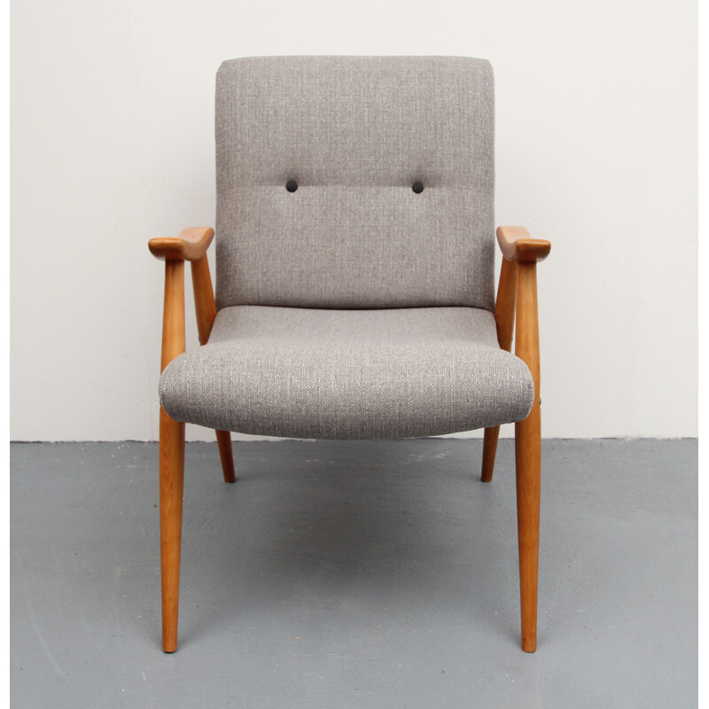 Mid-century beechwood grey easy chair - 1950s