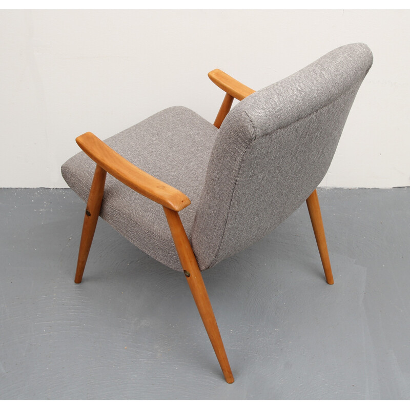 Mid-century beechwood grey easy chair - 1950s