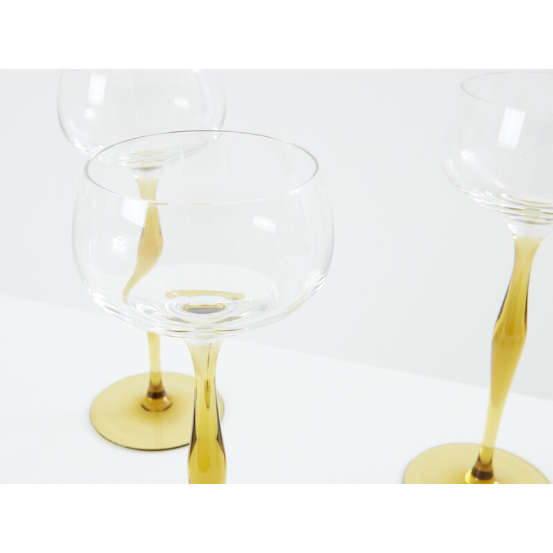 Set of six vintage Art Nouveau champagne glasses by Peter Behrens for Benedikt von Poschinger, Germany 1898