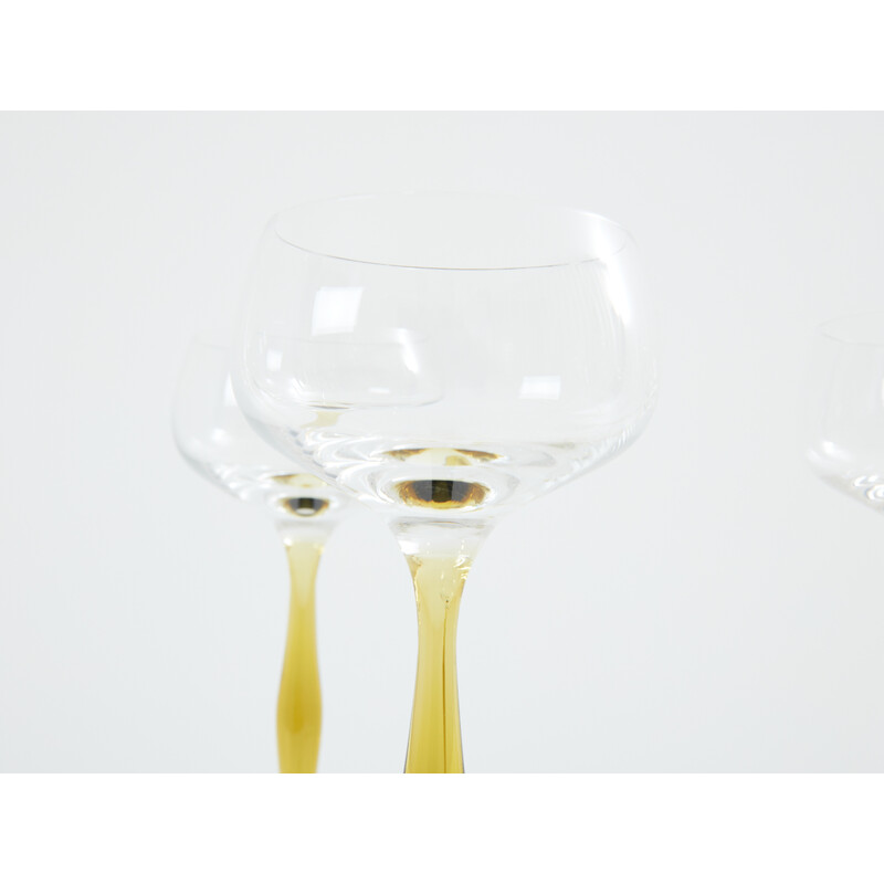 Lot de six verres à champagne vintage Art Nouveau par Peter Behrens pour Benedikt von Poschinger, Allemagne 1898