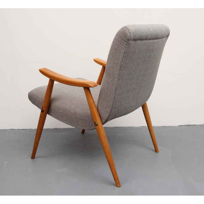 Mid-century beechwood grey easy chair - 1950s