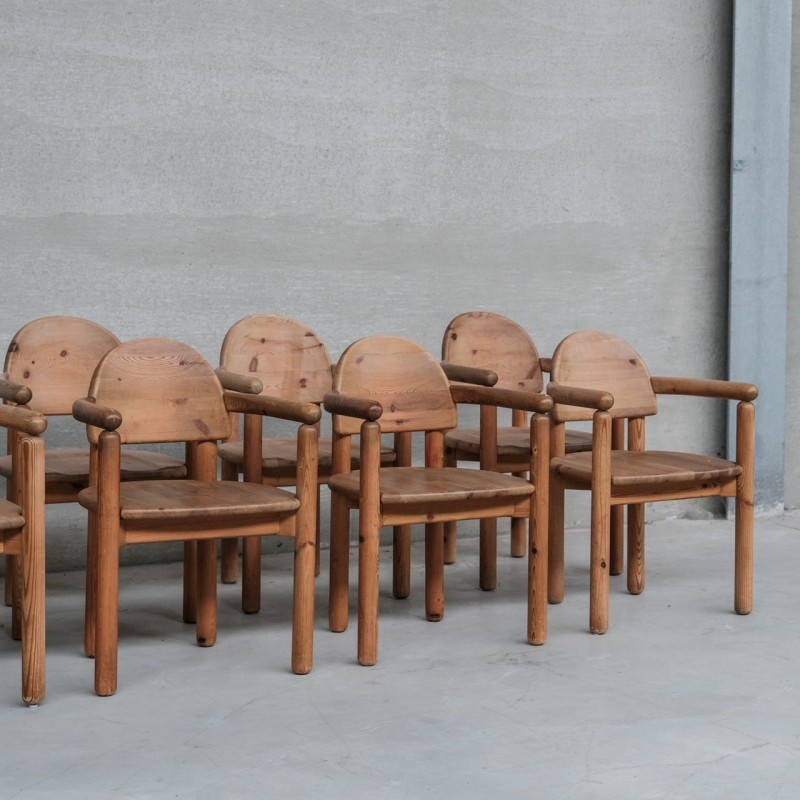 Ensemble de 8 chaises à repas vintage, Suède 1970