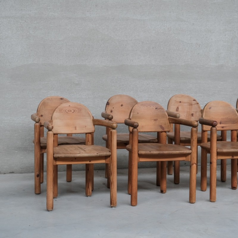 Ensemble de 8 chaises à repas vintage, Suède 1970