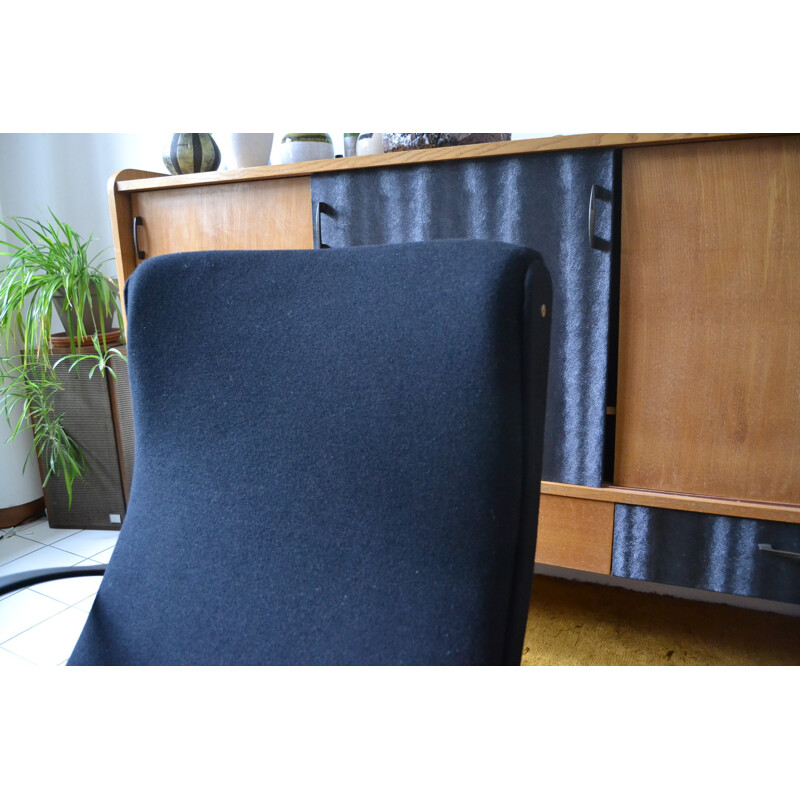 Black Italian armchair model P40 by Osvaldo Borsani in fabric and metal - 1950s