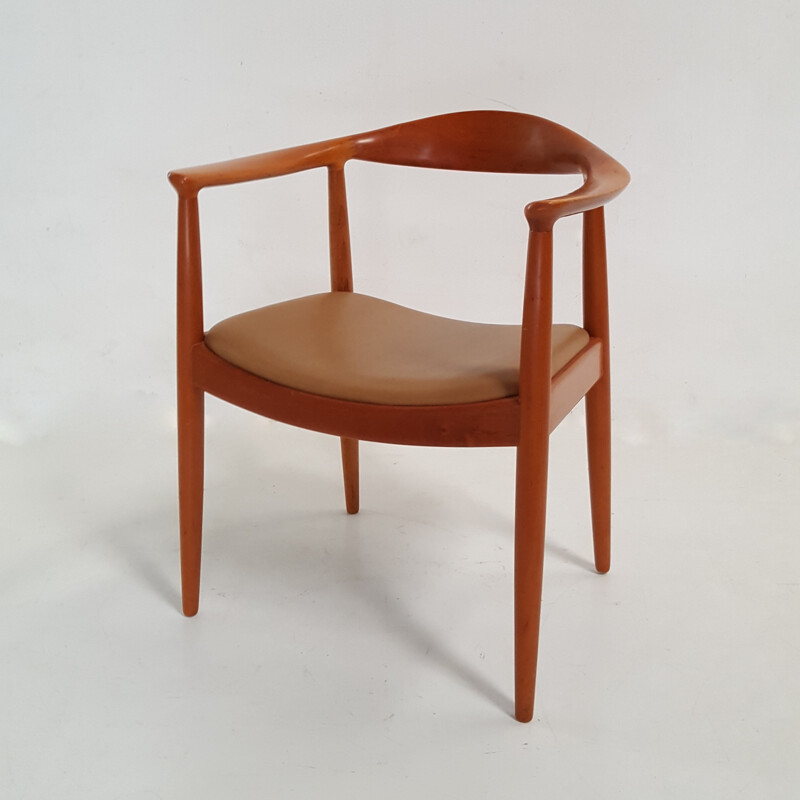 Scandinavian mahogany and leather armchair - 1960s