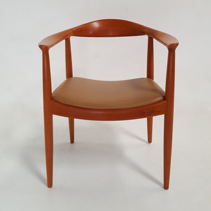 Fauteuil scandinave en acajou et en cuir - 1960