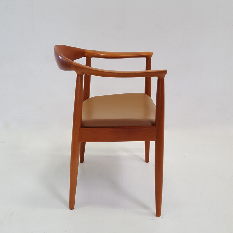 Scandinavian mahogany and leather armchair - 1960s