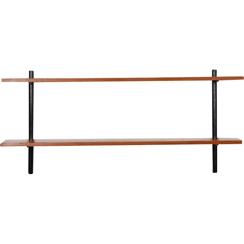 Vintage wood and metal 2-level shelf, 1960