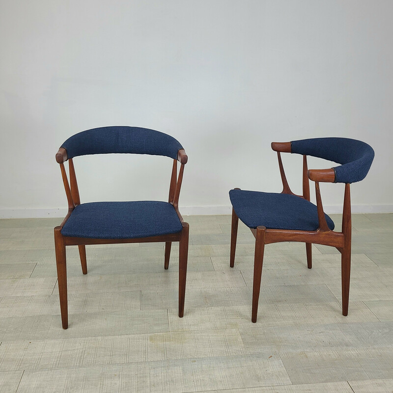 Vintage solid teak and fabric chairs by Johannes Andersen for Samcon, Denmark 1960