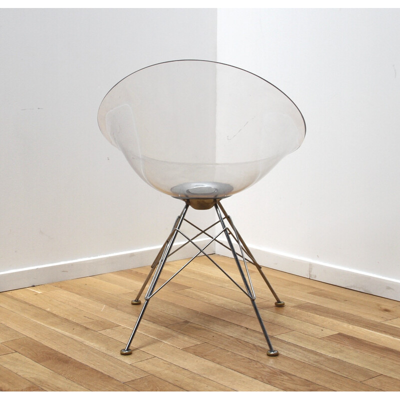Pareja de sillas vintage Eros en metal cromado y asiento de plástico de Philippe Starck para Kartell