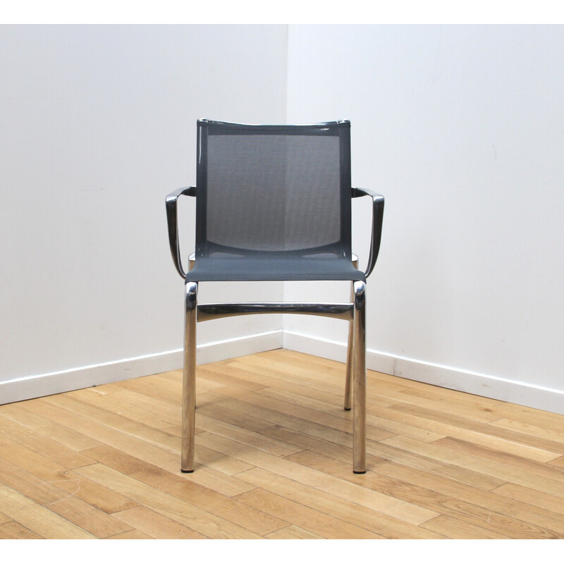Conjunto de 8 cadeiras "Bigframe 440" vintage em metal cromado e malha de Alberto Meda para Alias