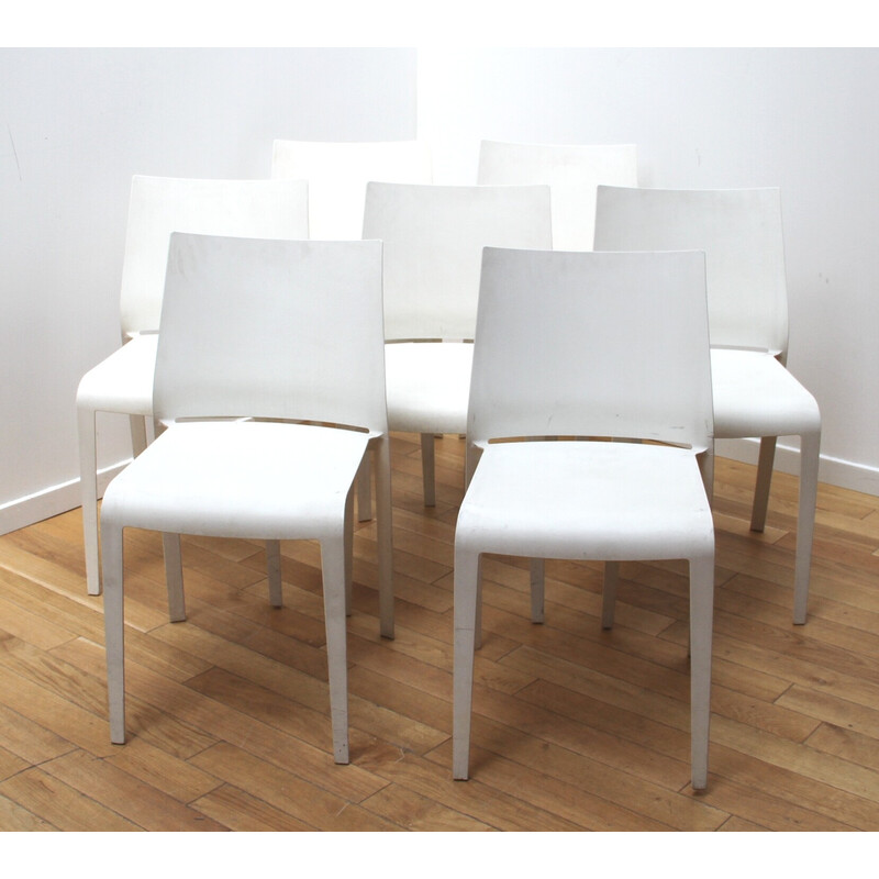 Set of 18 vintage Riga chairs in white plastic by Pocci Dondoli for Desalto