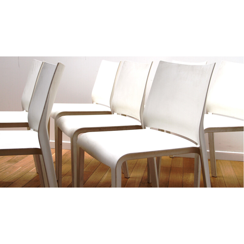 Set of 18 vintage Riga chairs in white plastic by Pocci Dondoli for Desalto